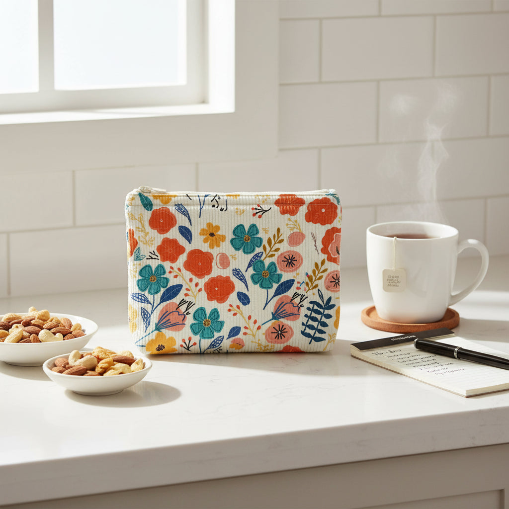 Sunny Meadow Quilted Makeup Bag