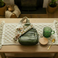Sling Bag with Boho Woven Strap - Dark Green