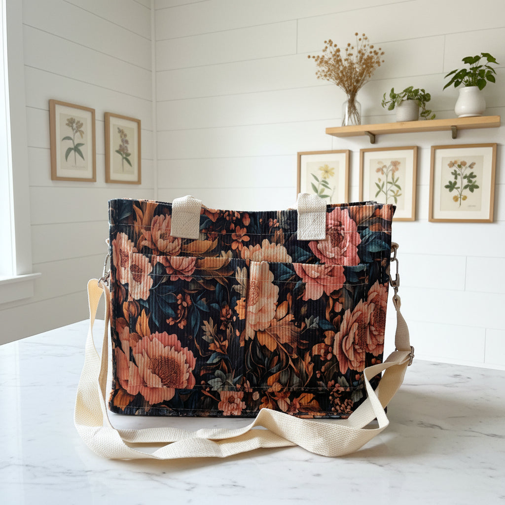 The Midnight Peony Tote — Dark Floral Print