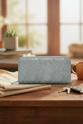 Light Grey Garden Embossed Zip-Around Wallet