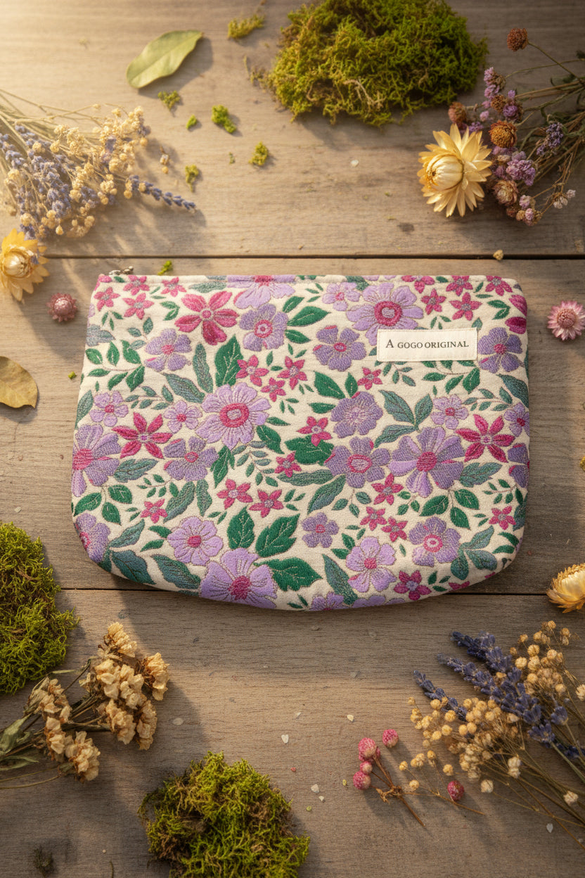 Wildflower Garden Quilted Makeup Bag