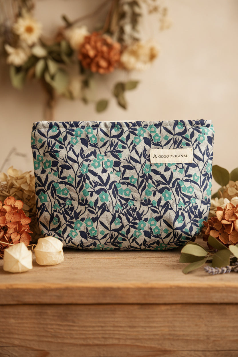 Midnight Garden Quilted Makeup Bag