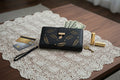 Black Gold Leaf Laser-Cut Clasp Wallet