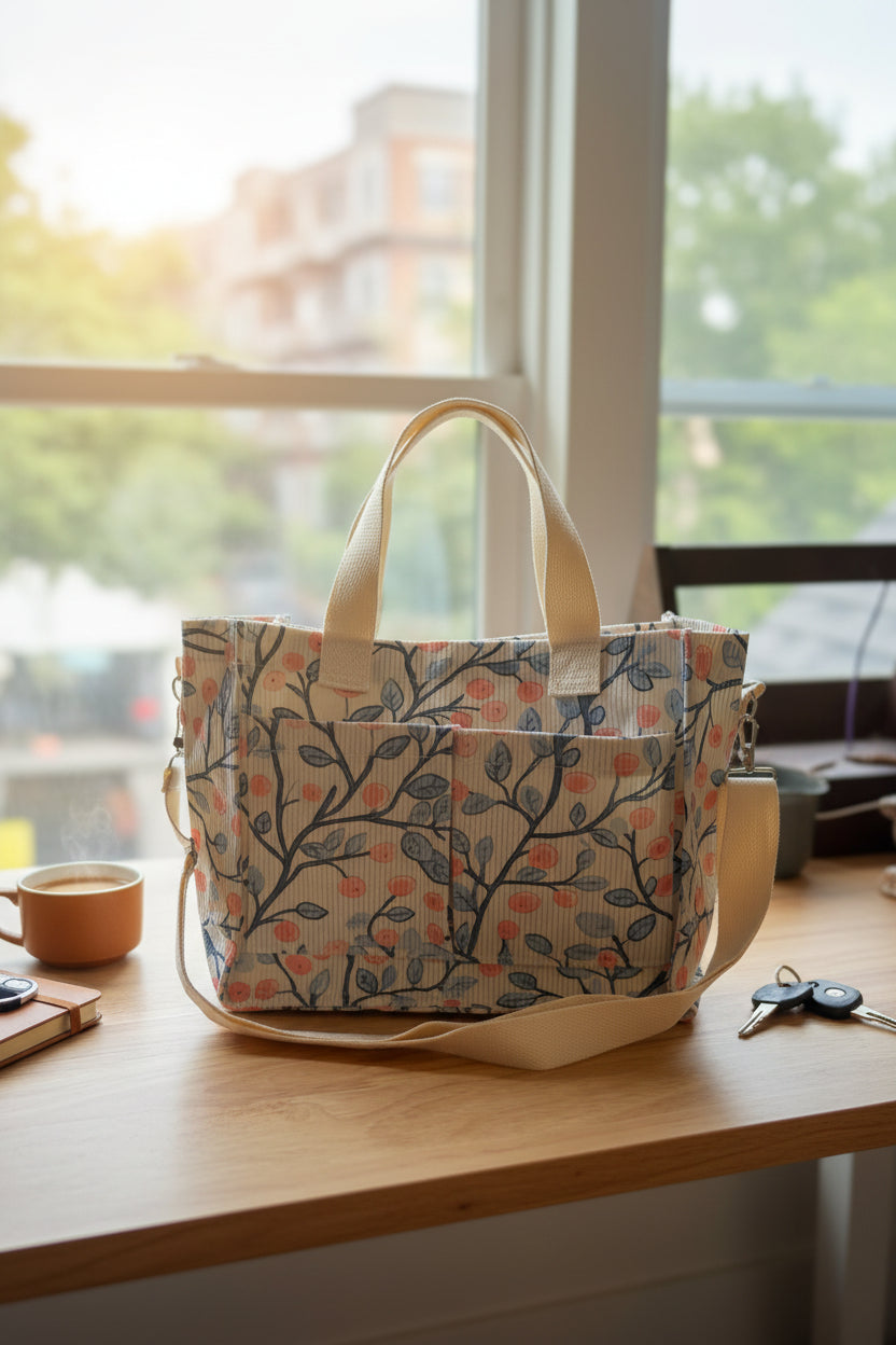 The Wandering Branch Tote — Botanical Leaf Print