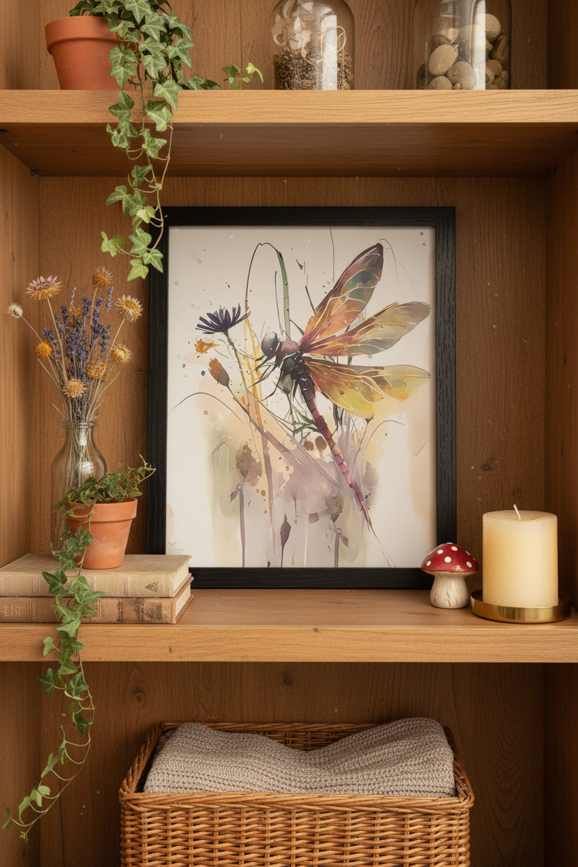 Watercolor Dragonfly & Cornflower