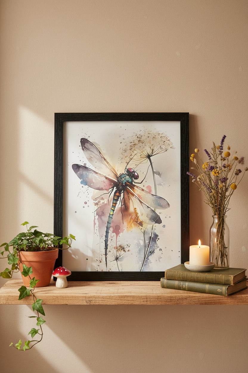 Watercolor Dragonfly & Queen Anne's Lace