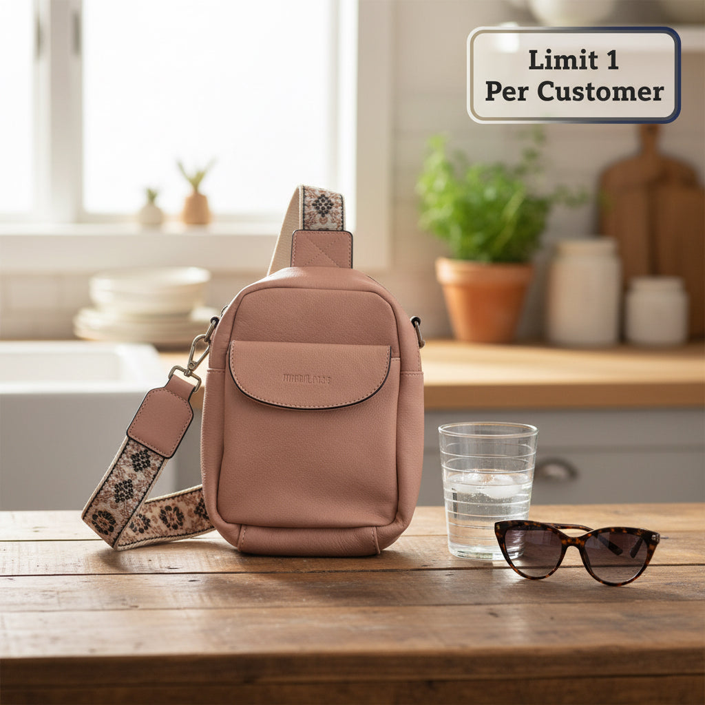 Mini Cross Body Bags with BOHO Strap - Light Rose