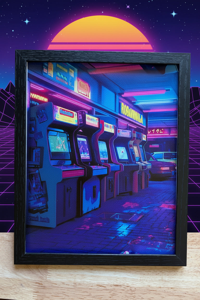 Neon Arcade — Retro Synthwave Art Print