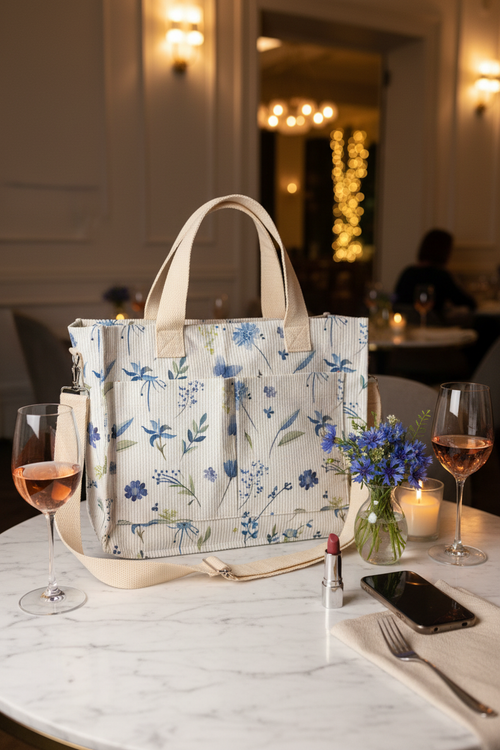 Blue Botanical Tote — Girls Night Out