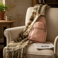 Sling Bag with Boho Woven Strap - Blush Pink