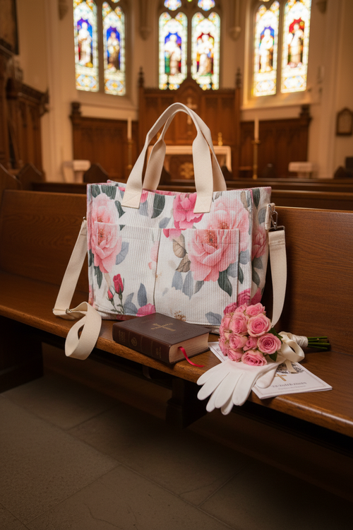 Pink Peony Tote — Sunday Church