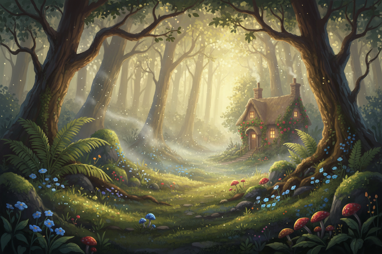 Whimsical woodland forest